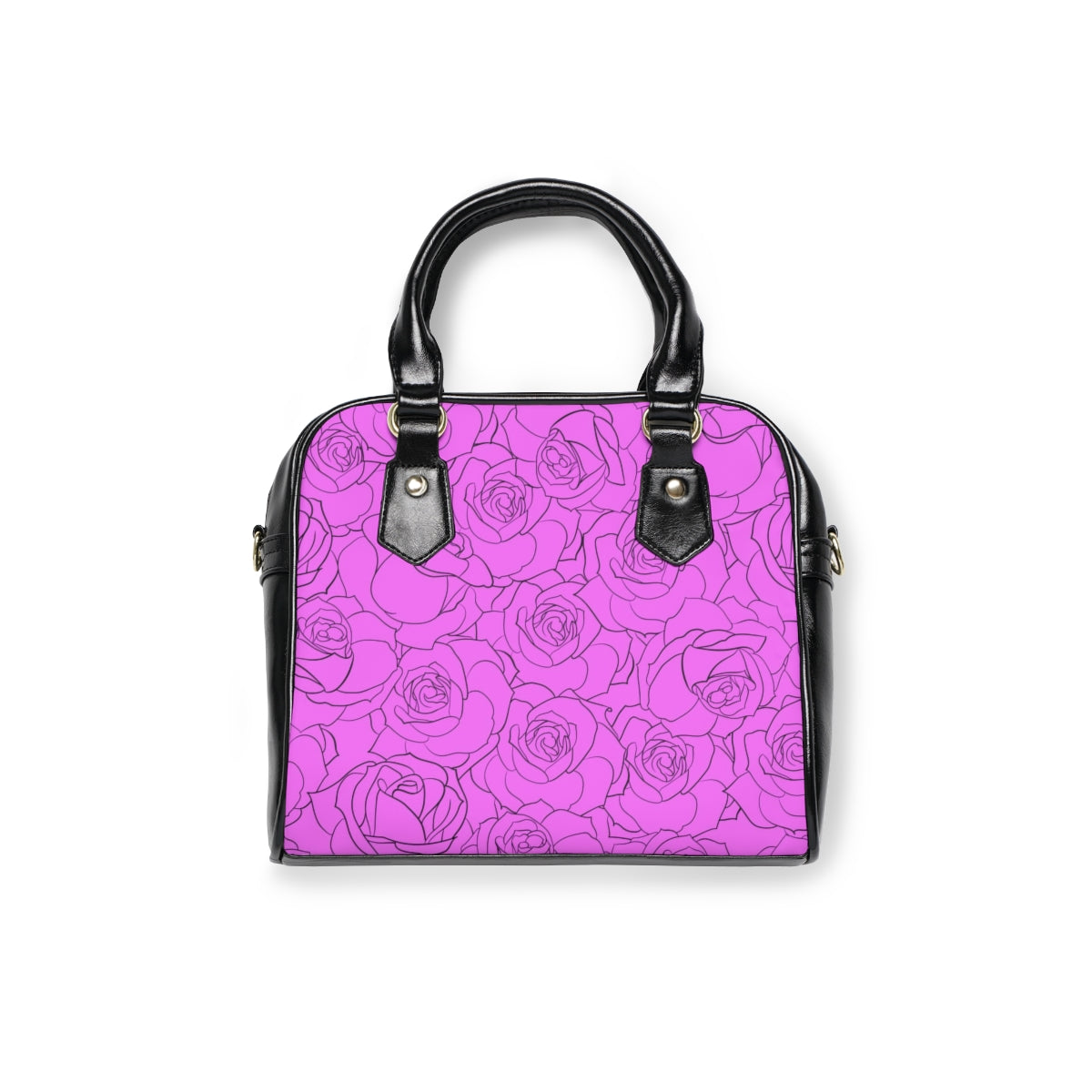 Pink & Black Roses Shoulder Handbag