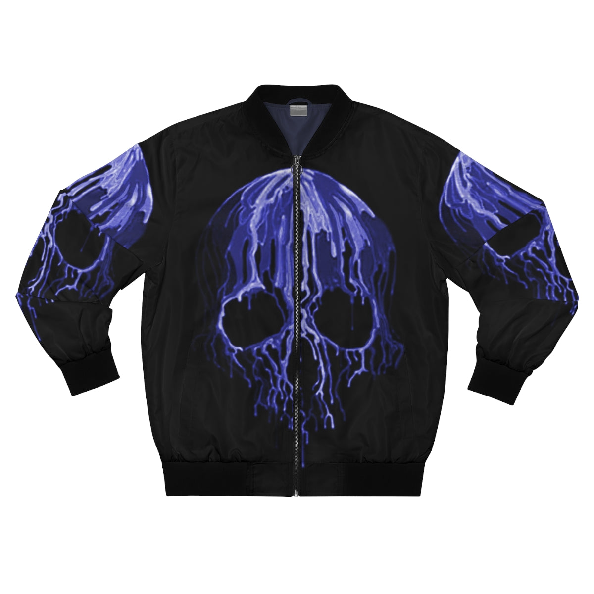 Blue Drippy Skull Bomber Jacket