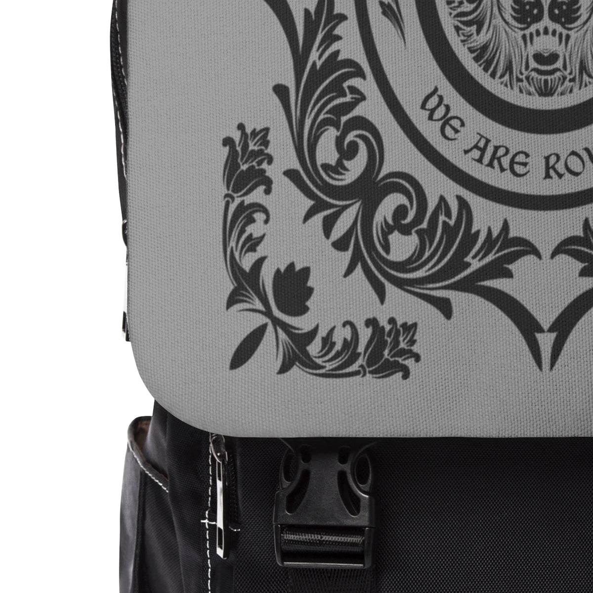 Grey & Black We Are Royalty Unisex Casual Shoulder Backpack