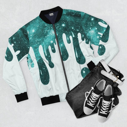 Drippy Teal & White Bomber Jacket