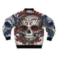 Red & Blue Sugar Skull Bomber Jacket
