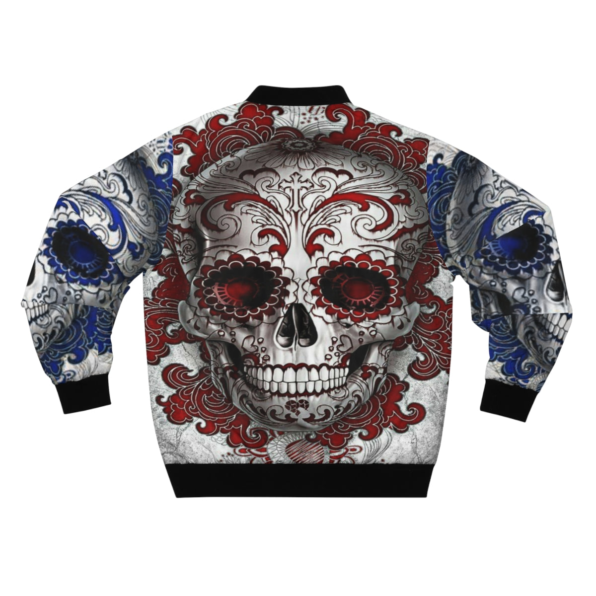 Red & Blue Sugar Skull Bomber Jacket