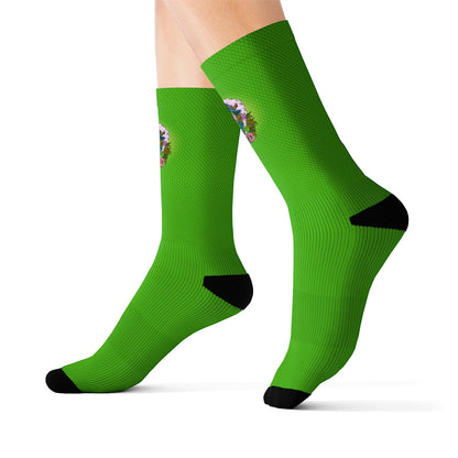 Alien Stoners Only Green & Blue Crew Socks