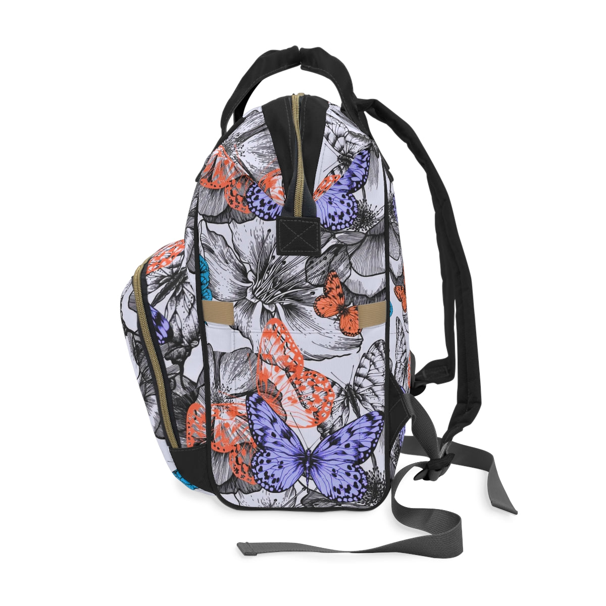 Blooming Roses & Colorful Butterflies Multifunctional Backpack