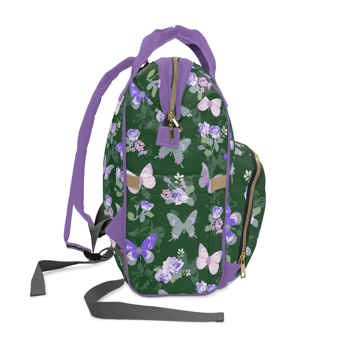 Purple & White Butterflies Multifunctional Backpack