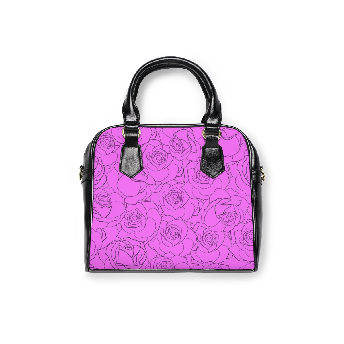 Pink & Black Roses Shoulder Handbag