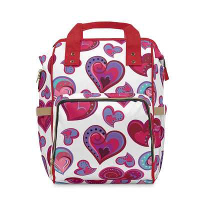 Colorful Doodle Hearts Multifunctional Backpack