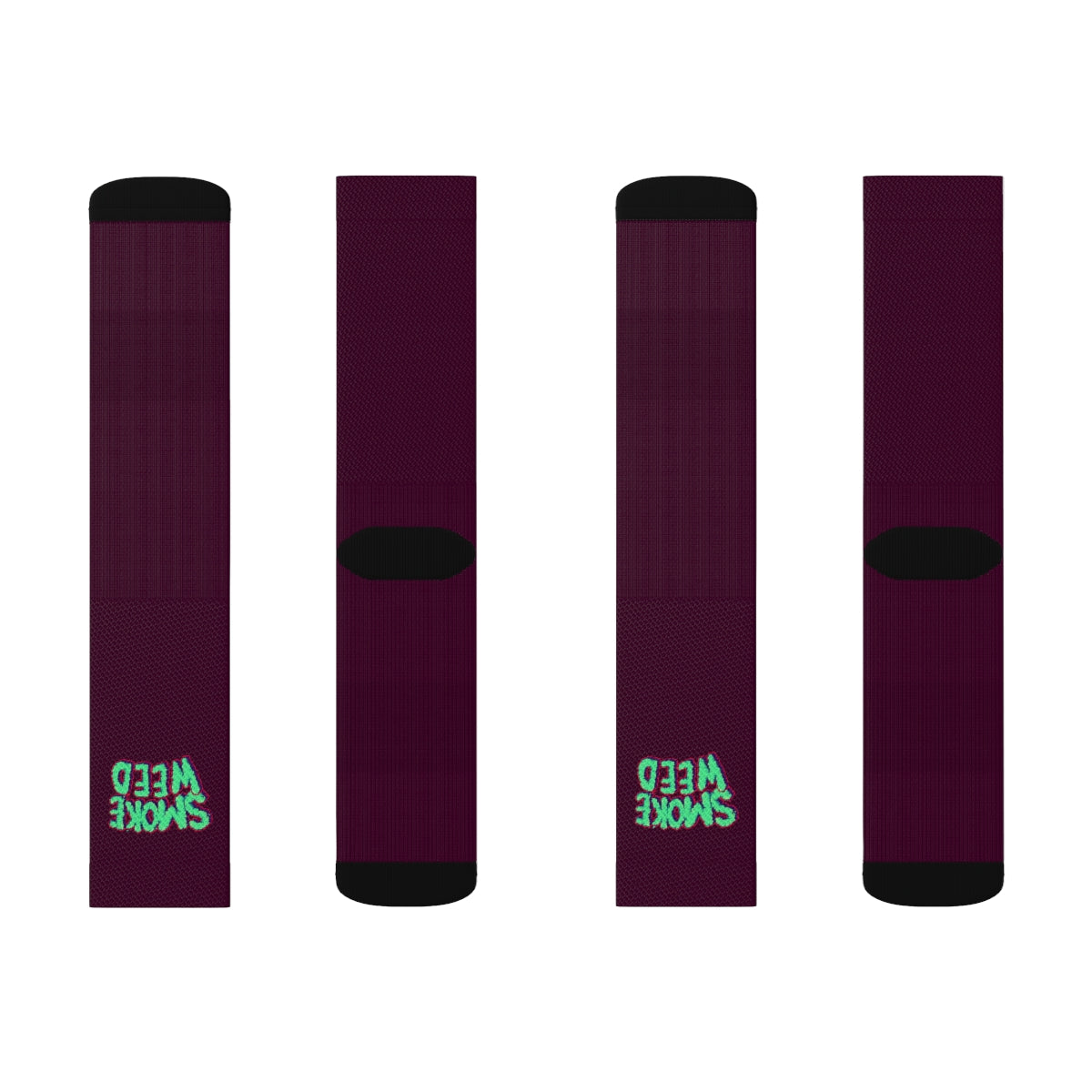 Maroon & Teal Smoke Weed Stoners Only Crew Socks