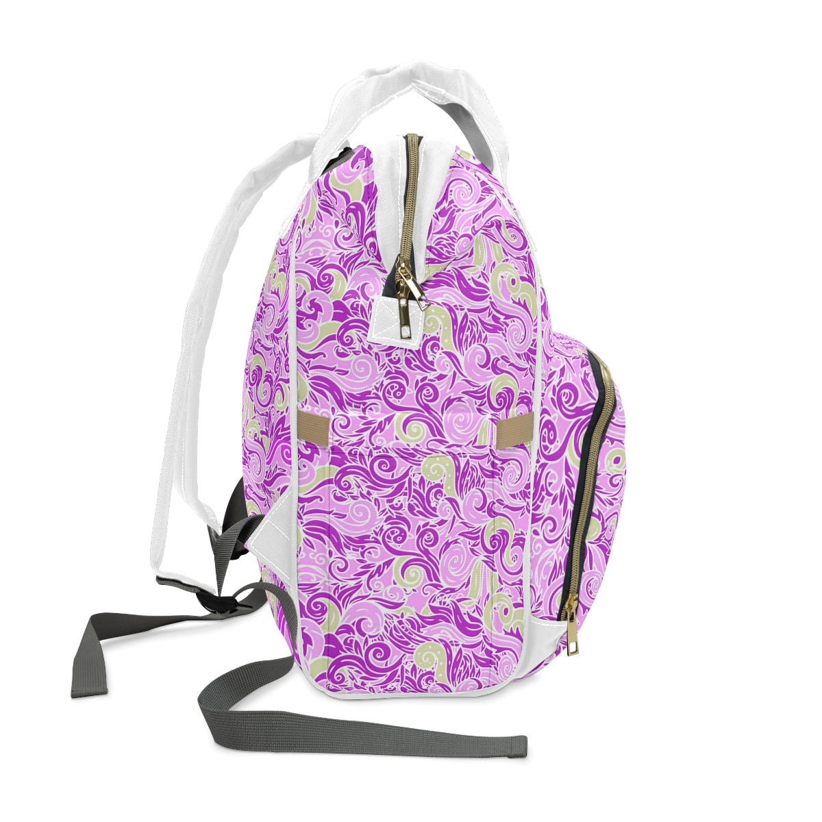 Purple & Green Swirls Multifunctional Backpack