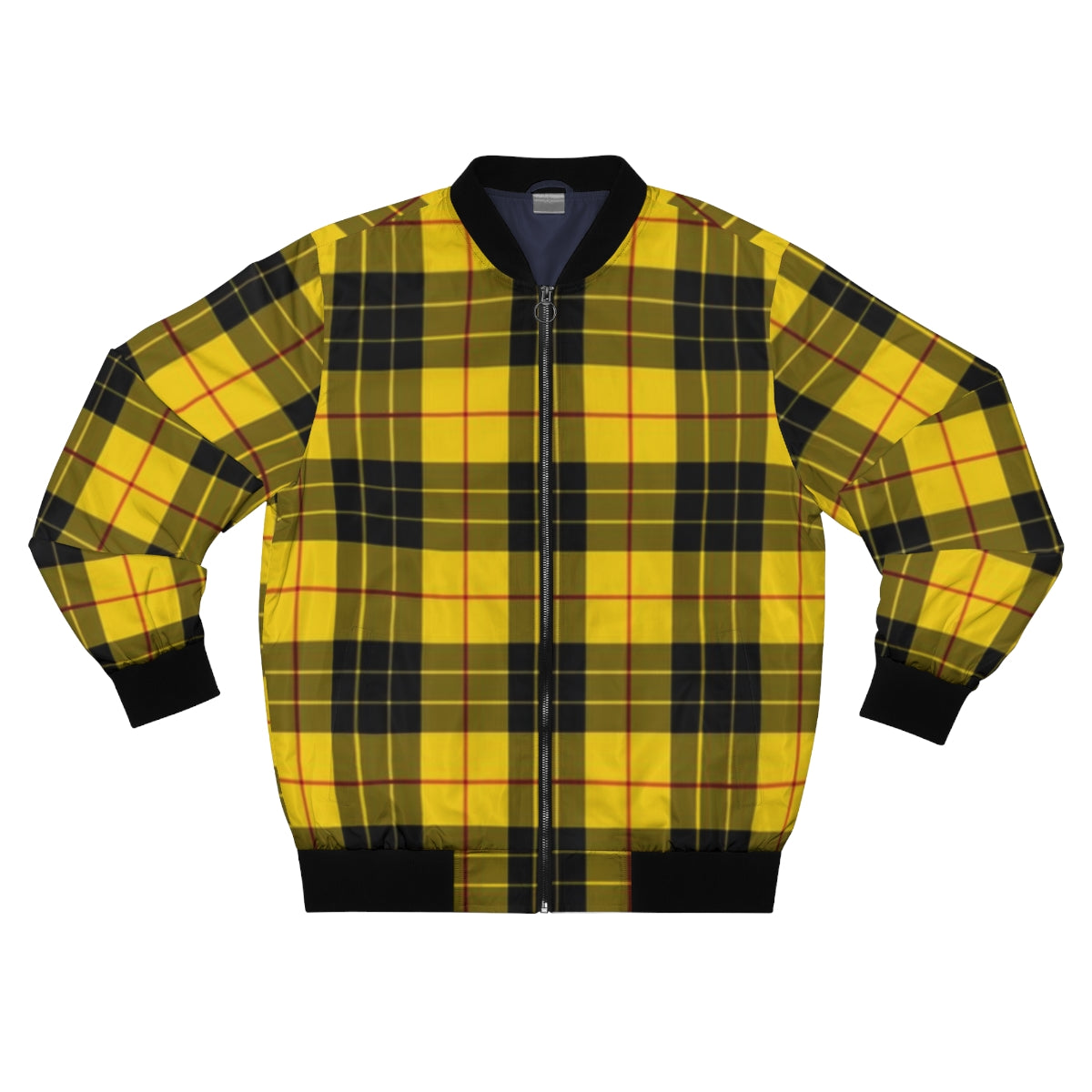 Yellow & Black Plaid Bomber Jacket