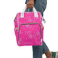 Pink With White Doodle Hearts Multifunctional Backpack