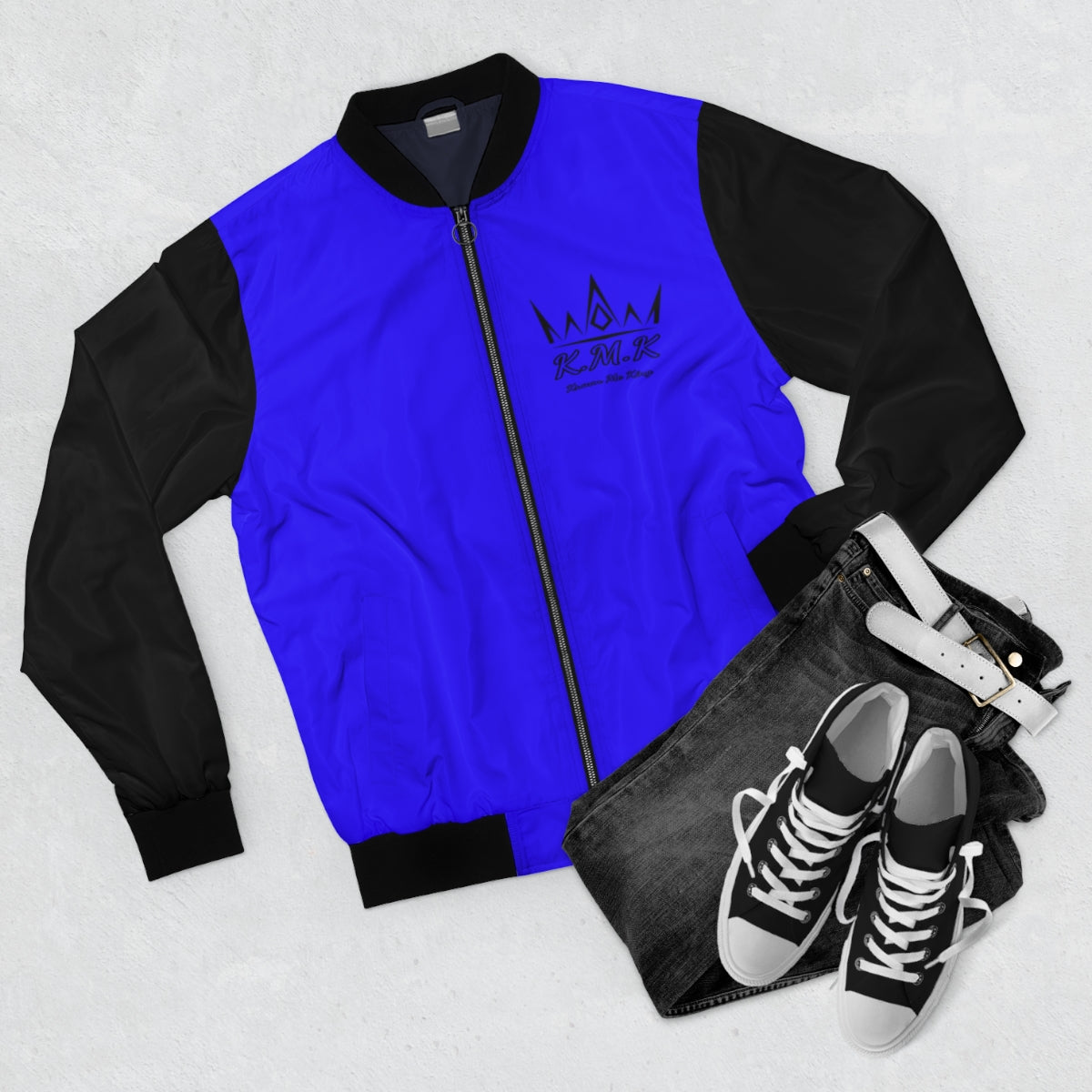 Krown Me King Blue & Black Men's Bomber Jacket