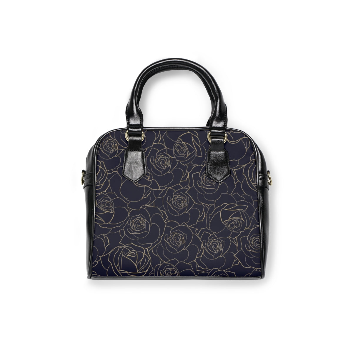 Black & Gold Roses Shoulder Handbag