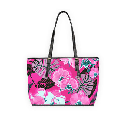 Colorful Orchids PU Leather Shoulder Bag