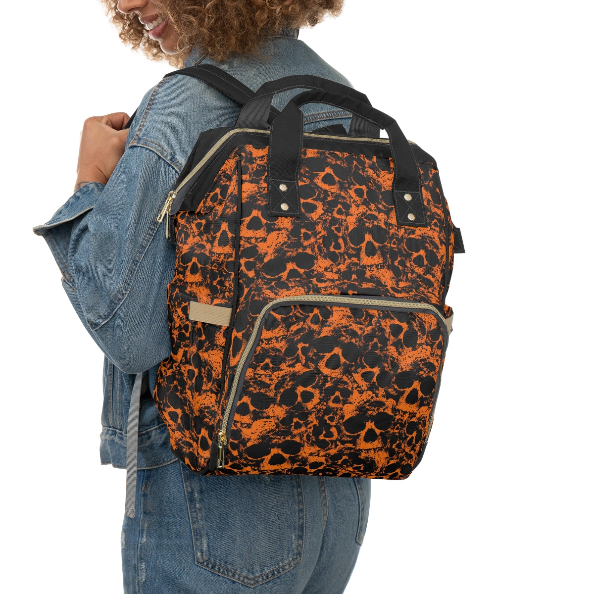 Orange Skull Gang Multifunctional Backpack