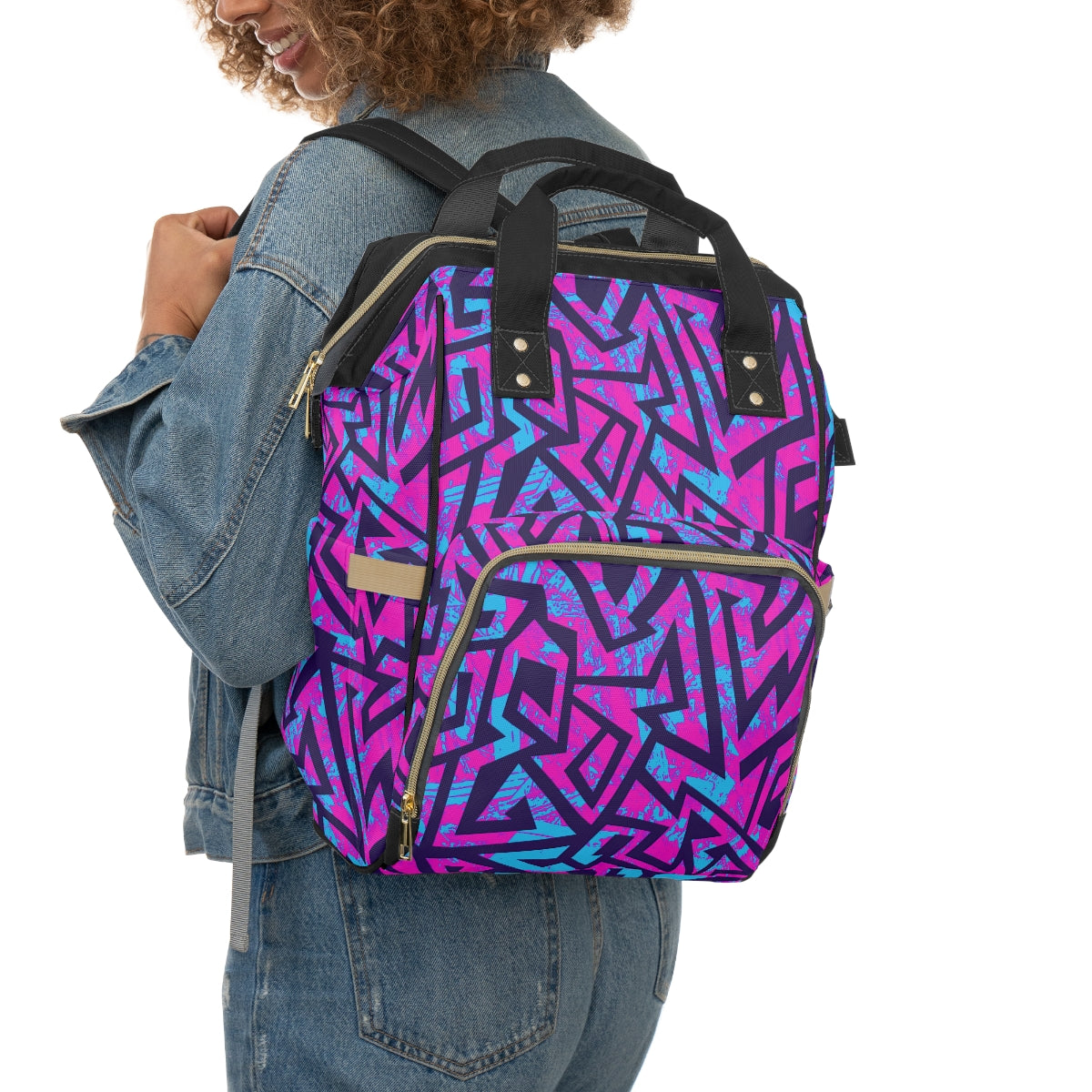 Colorful Geometric Multifunctional Backpack