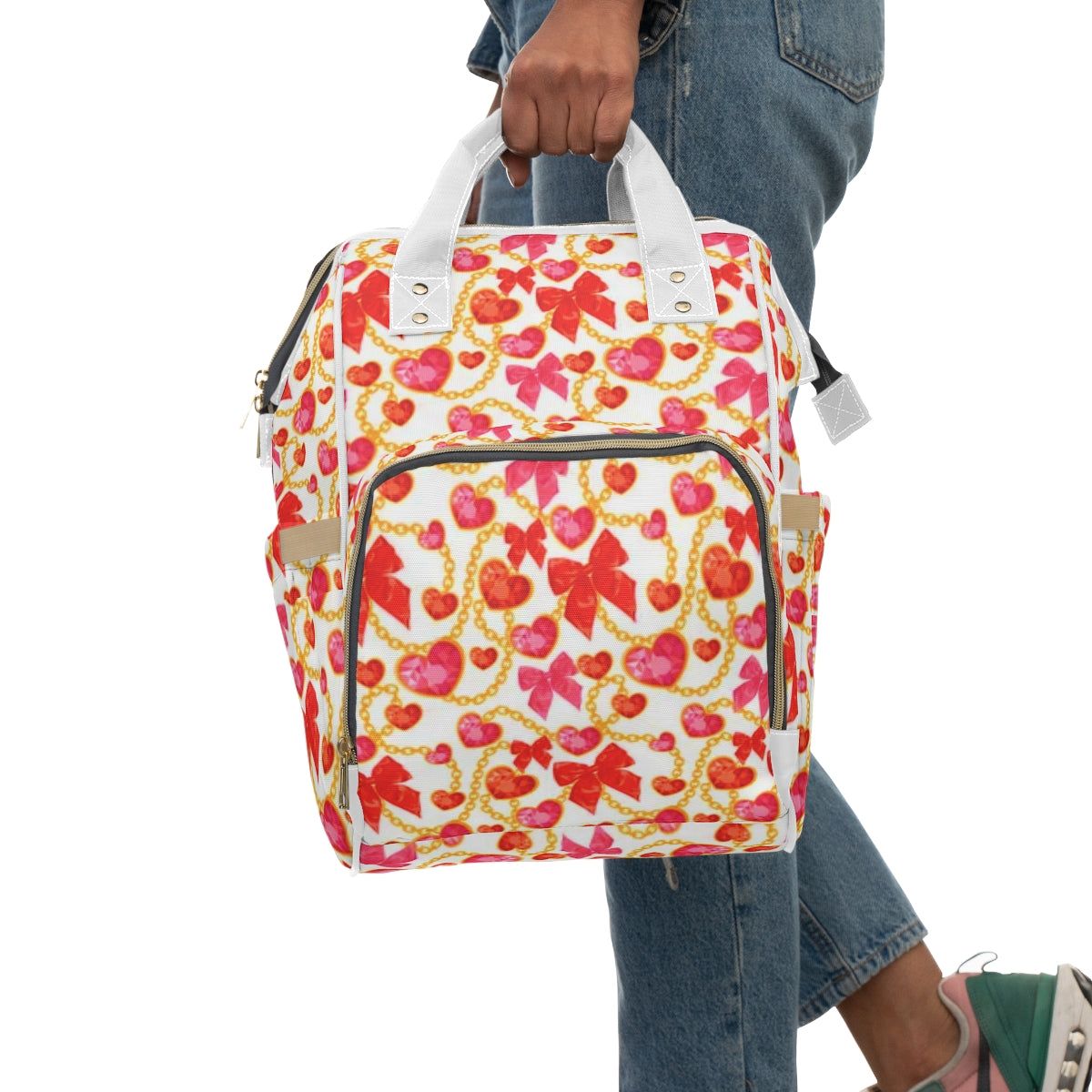 Red Hearts & Bowes Multifunctional Backpack