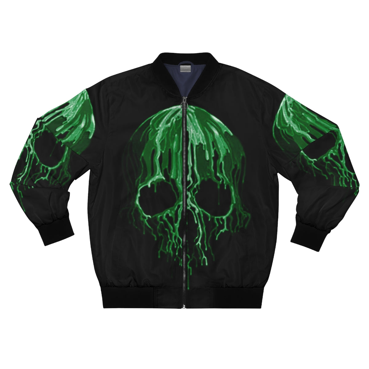 Green Drippy Skull Bomber Jacket