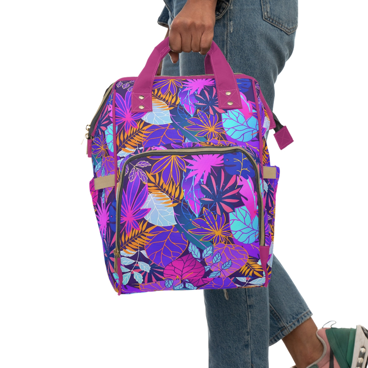 Neon Leaves Multifunctional Backpack