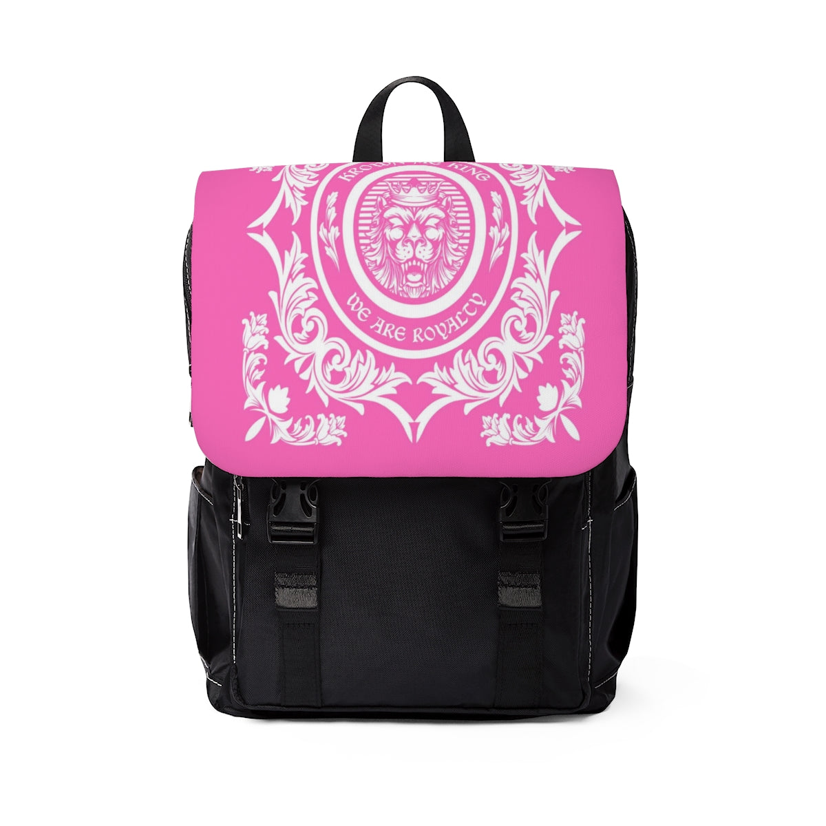 Pink & White We Are Royalty Unisex Casual Shoulder Backpack