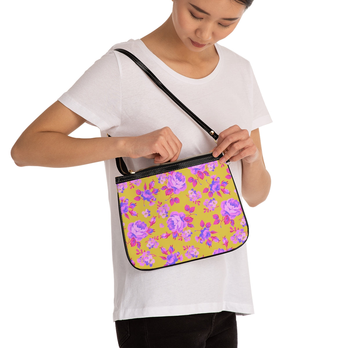 Beautiful Purple Roses Small Shoulder Bag