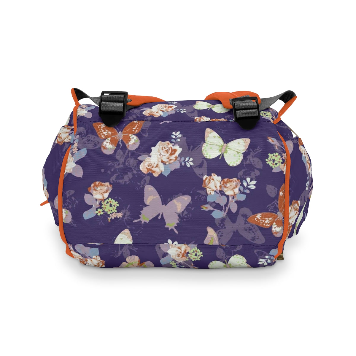 Orange & White Butterflies Multifunctional Backpack