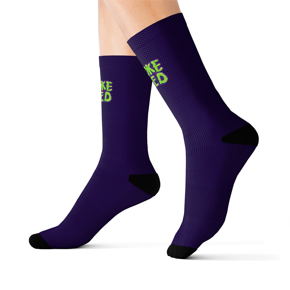 Navy Blue & Green Smoke Weed Stoners Only Crew Socks