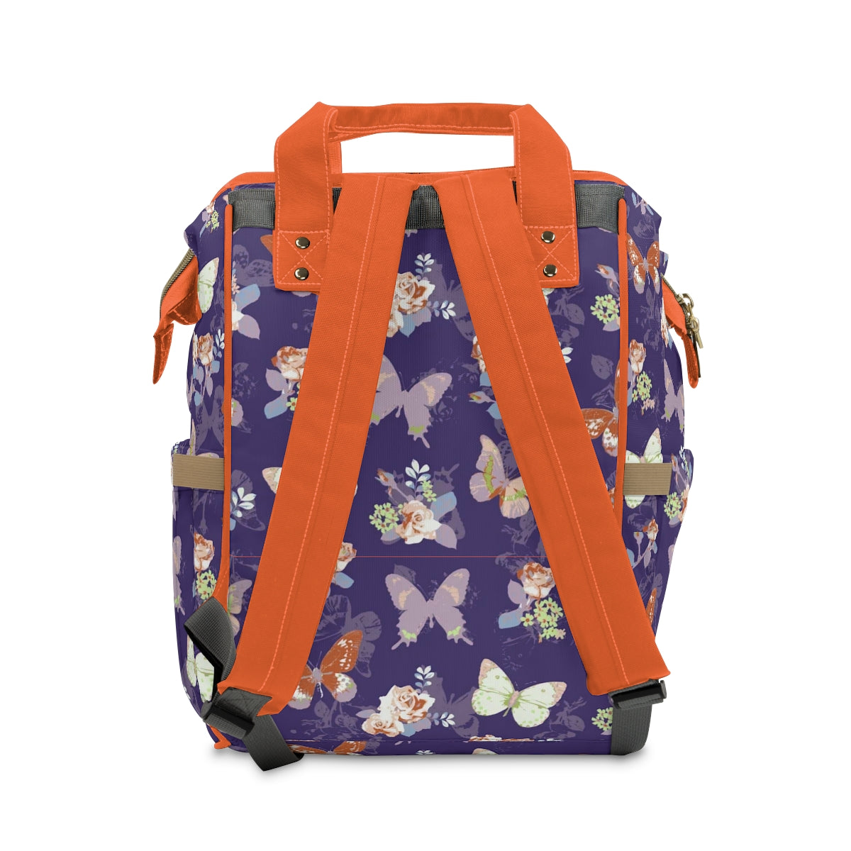 Orange & White Butterflies Multifunctional Backpack