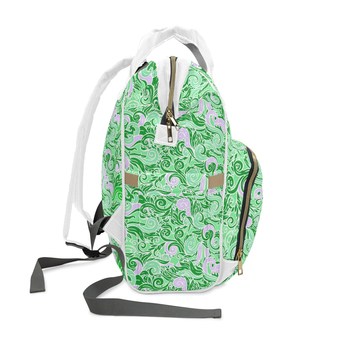 Green & Pink Swirls Multifunctional Backpack