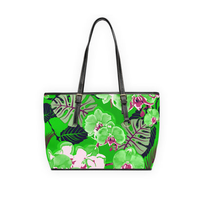 Colorful Orchids PU Leather Shoulder Bag