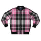 Pink & Black Plaid Bomber Jacket