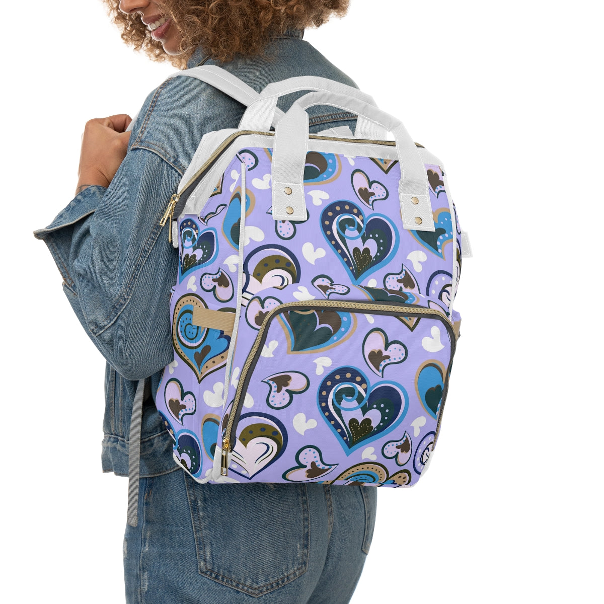 Colorful Doodle Hearts Multifunctional Backpack