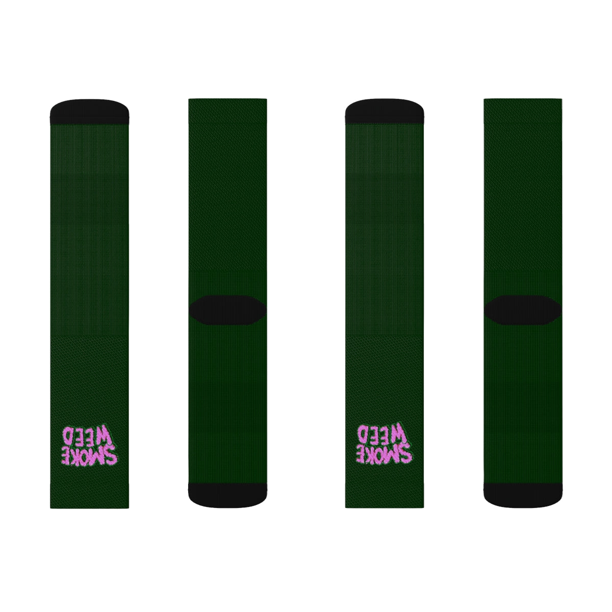 Dark Green & Pink Smoke Weed Stoners Only Crew Socks