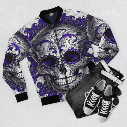 Purple Sugar Skull Bomber Jacket