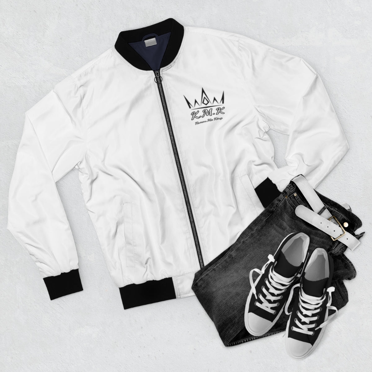 Krown Me King White Men's Bomber Jacket