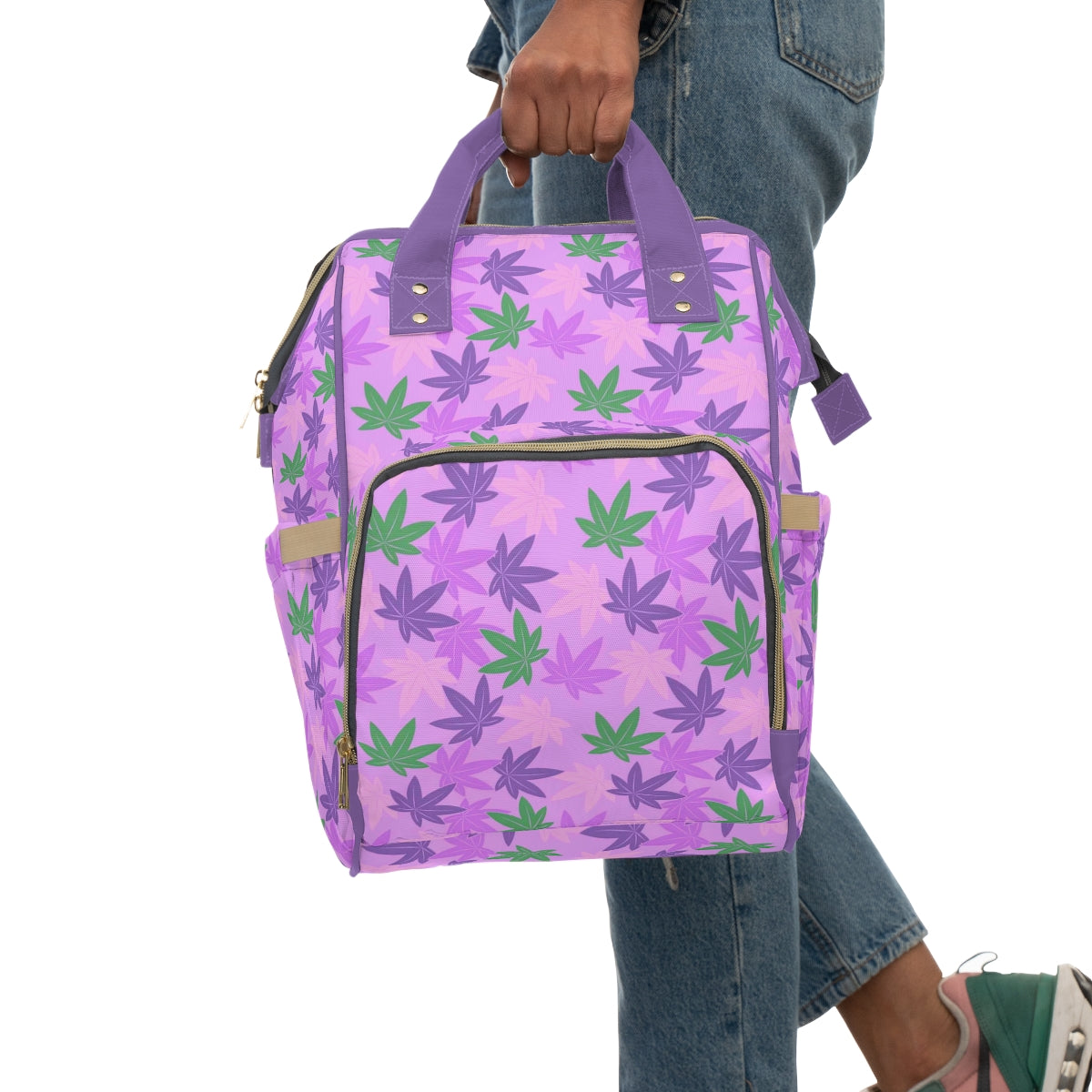 Colorful Pot Leaves Multifunctional Backpack