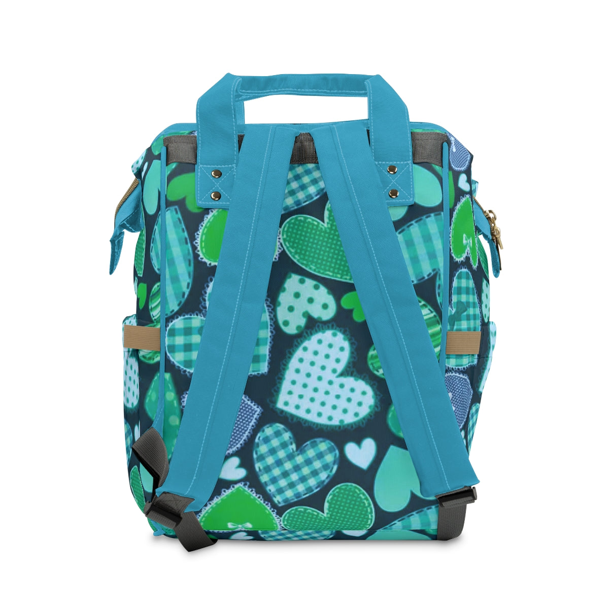 Cute Teal Hearts Multifunctional Backpack