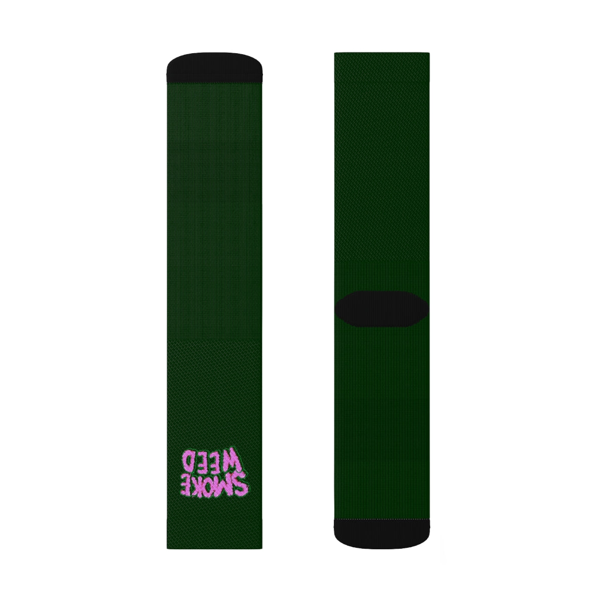 Dark Green & Pink Smoke Weed Stoners Only Crew Socks