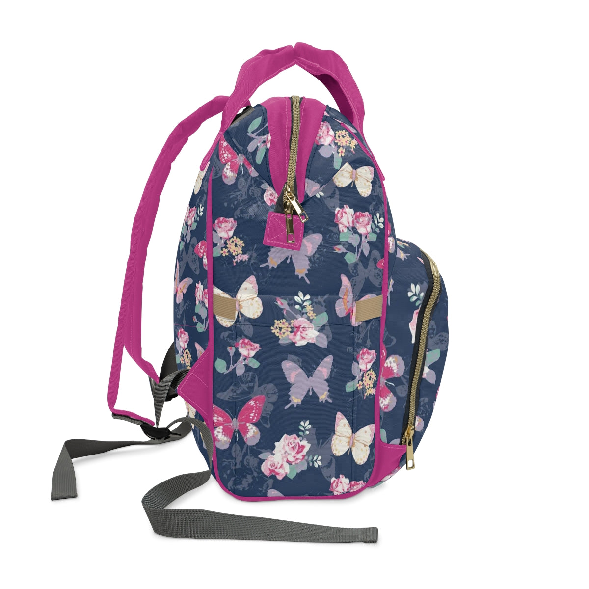 Pink & White Butterflies Multifunctional Backpack