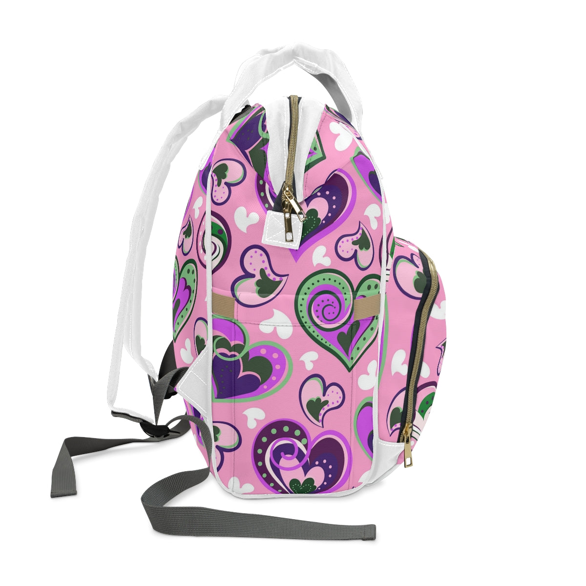 Colorful Doodle Hearts Multifunctional Backpack