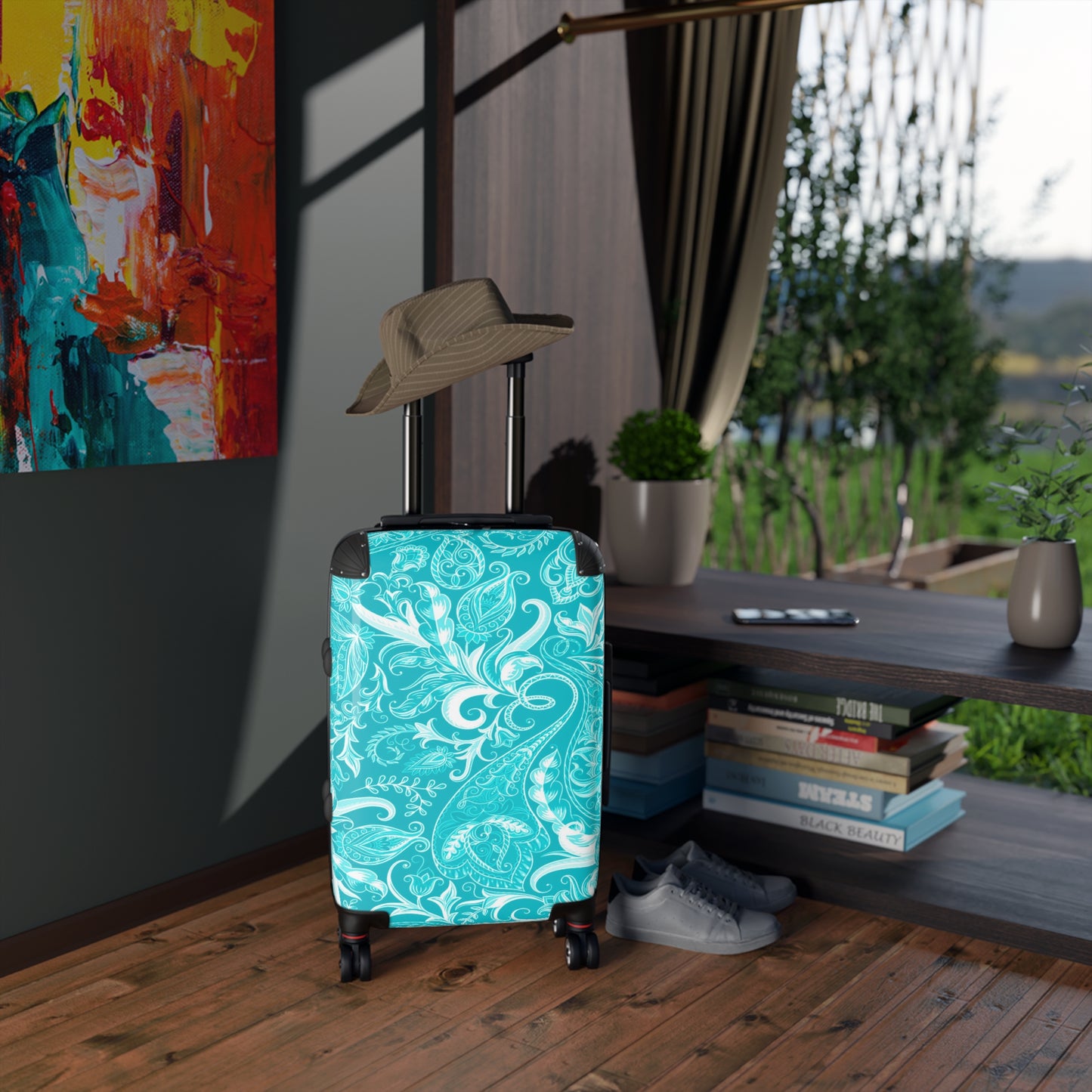 Cute Flower Teal & White Cabin Suitcase