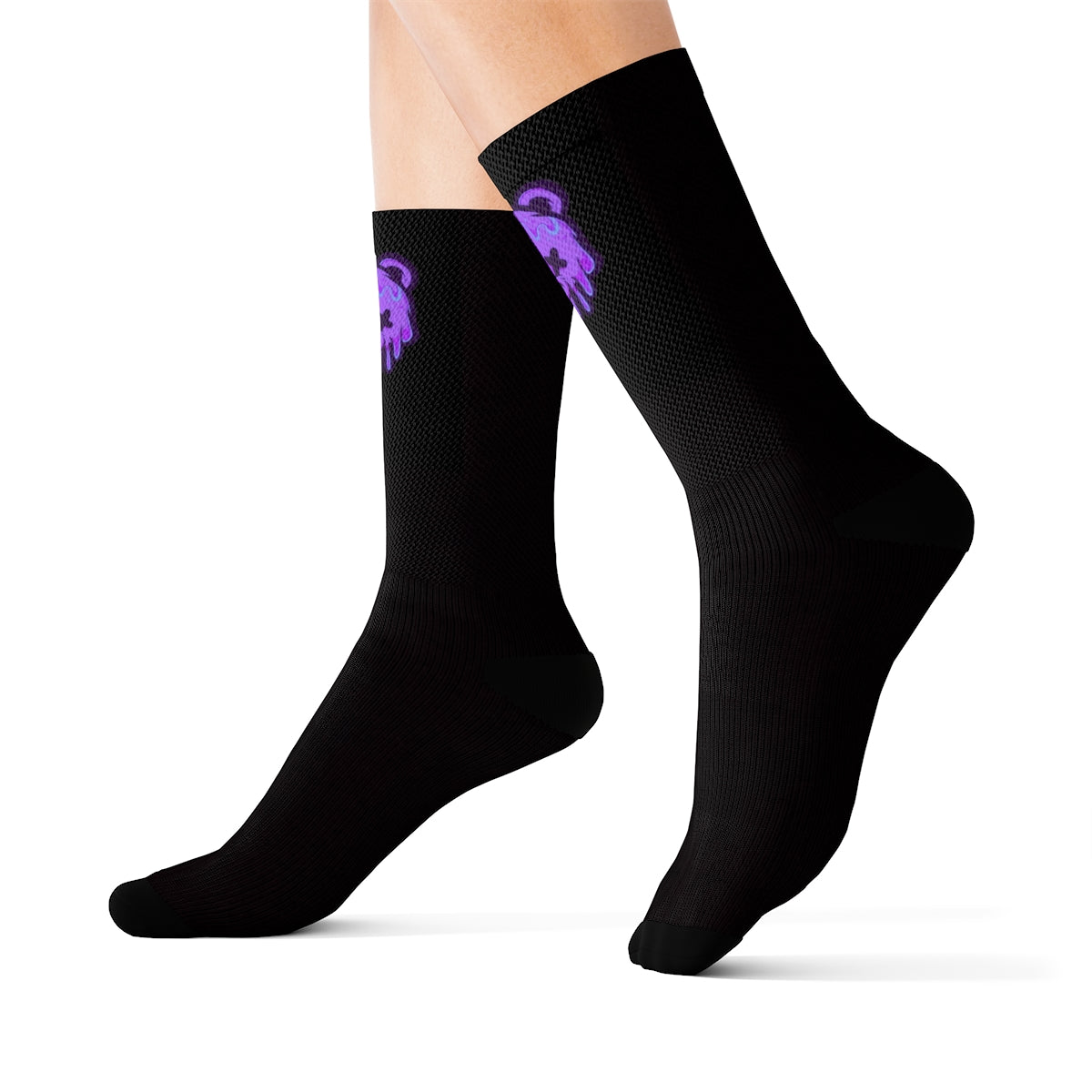 Purple Ice Cream Teddy Crew Socks