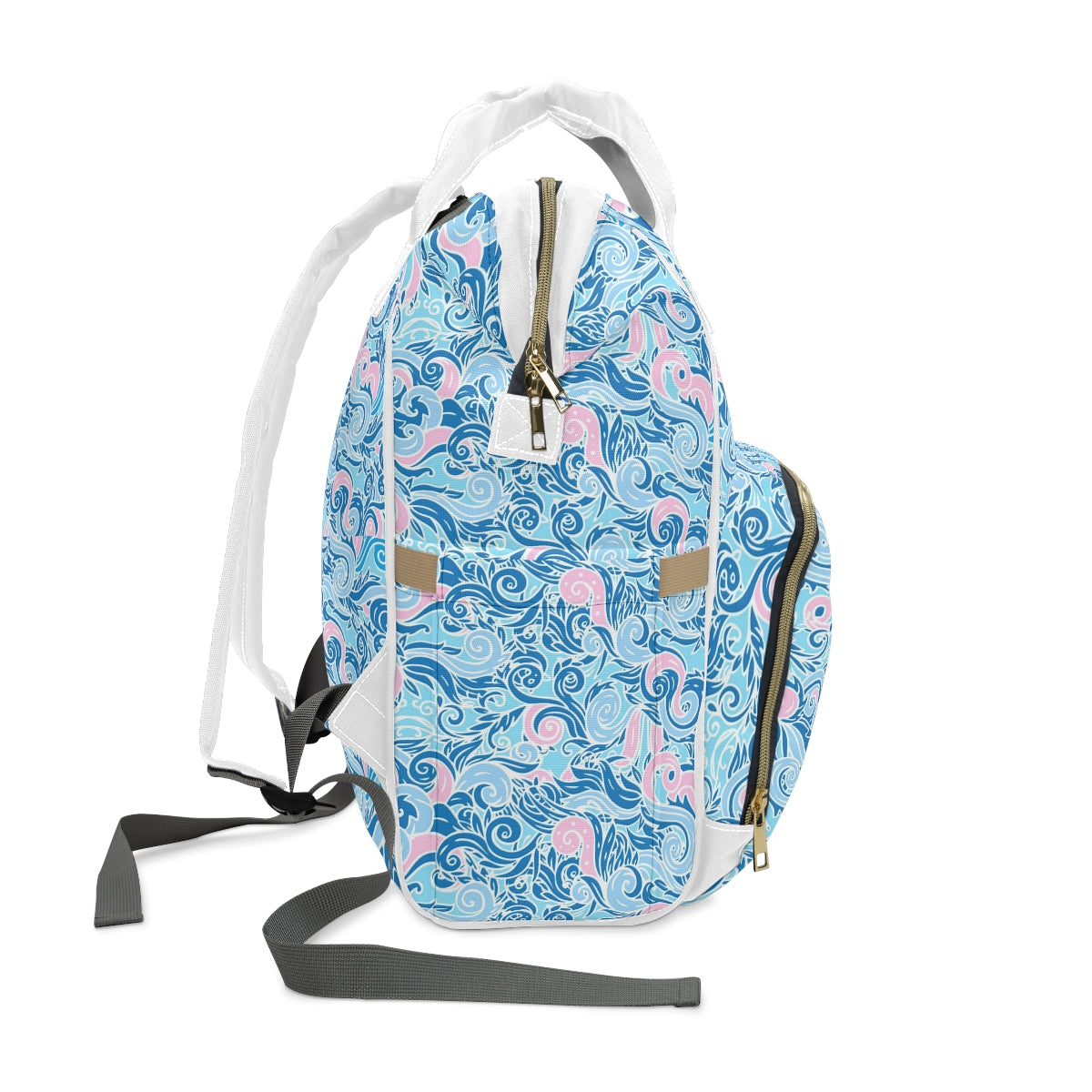 Blue & Pink Swirls Multifunctional Backpack