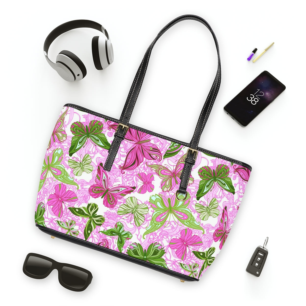 Beautiful Colorful Butterflies PU Leather Shoulder Bag