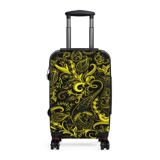 Cute Flower Black & Yellow Cabin Suitcase