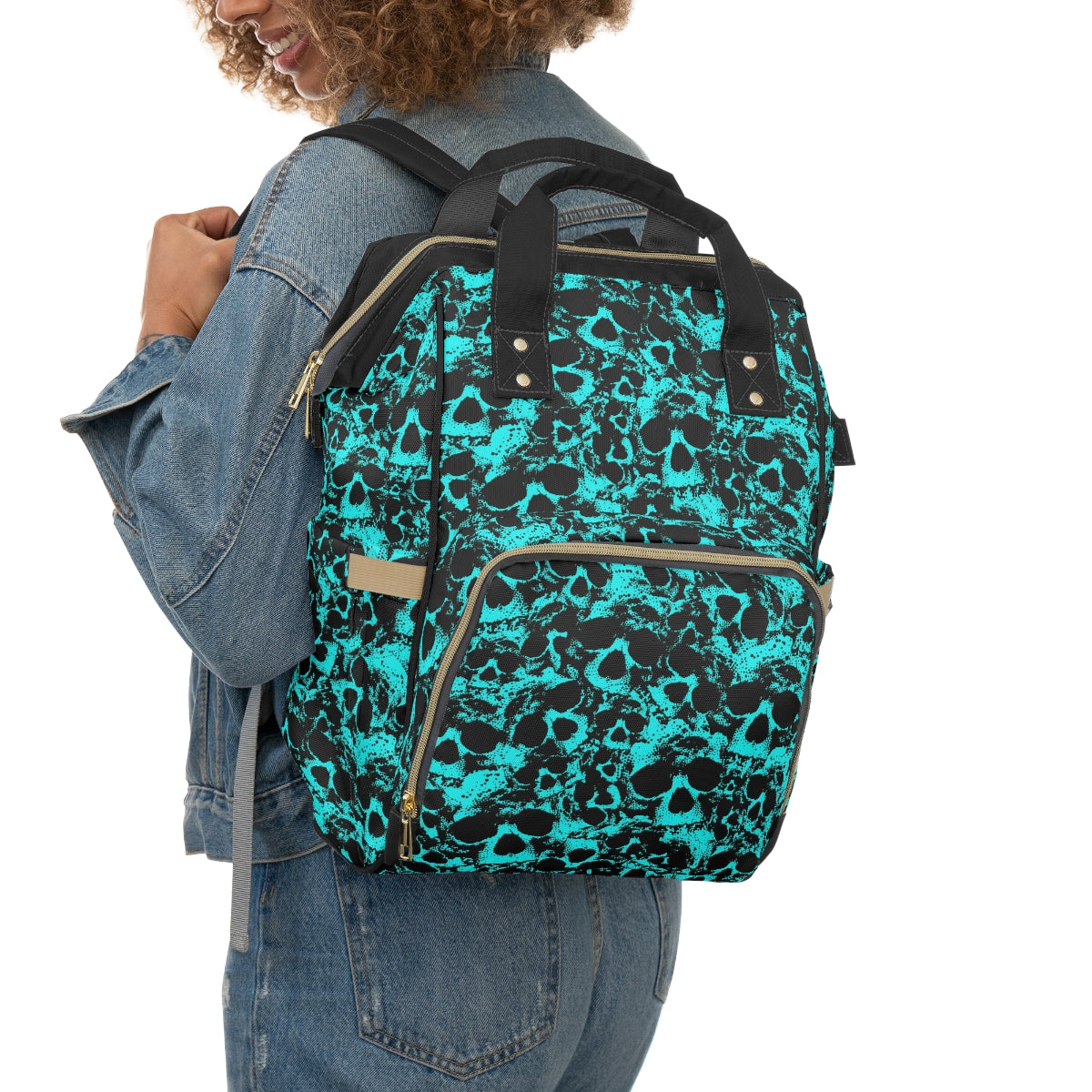 Light Blue Skull Gang Multifunctional Backpack