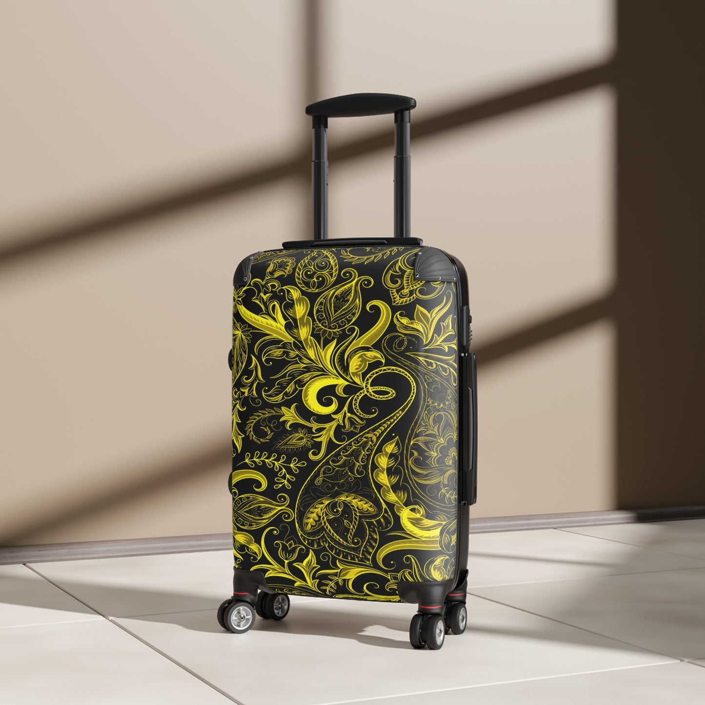 Cute Flower Black & Yellow Cabin Suitcase