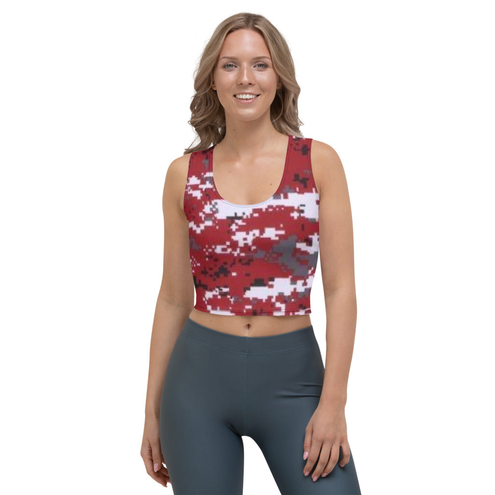 Red, White & Black Camo Crop Top