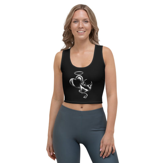 Angel & Demon Hearts Black & White Women's Crop Top