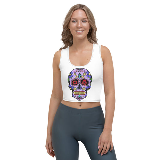 Sugar Skull White Crop Top